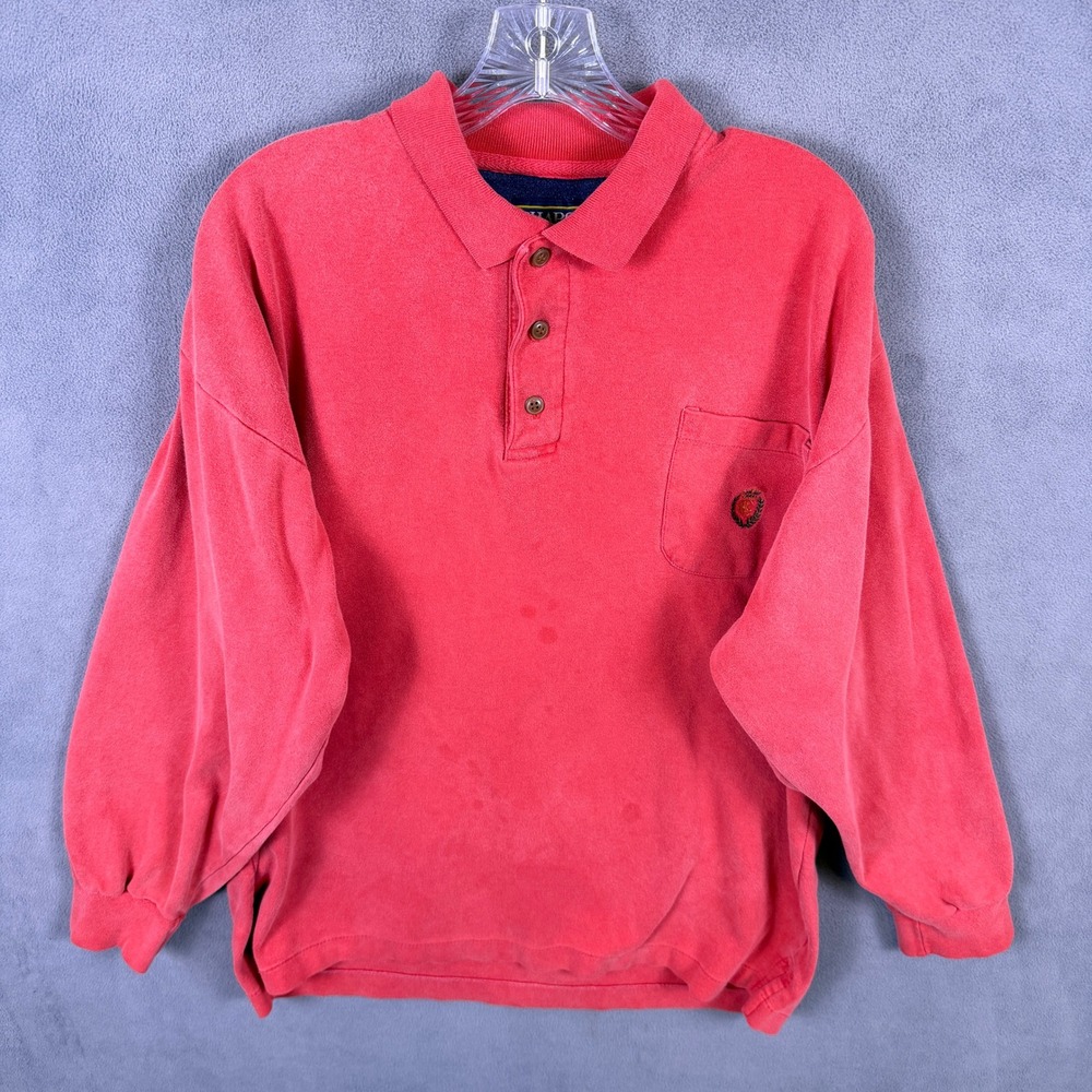 VTG Y2K Chaps Ralph Lauren Mens Rugby Shirt Polo Long Sleeve Grunge Skate